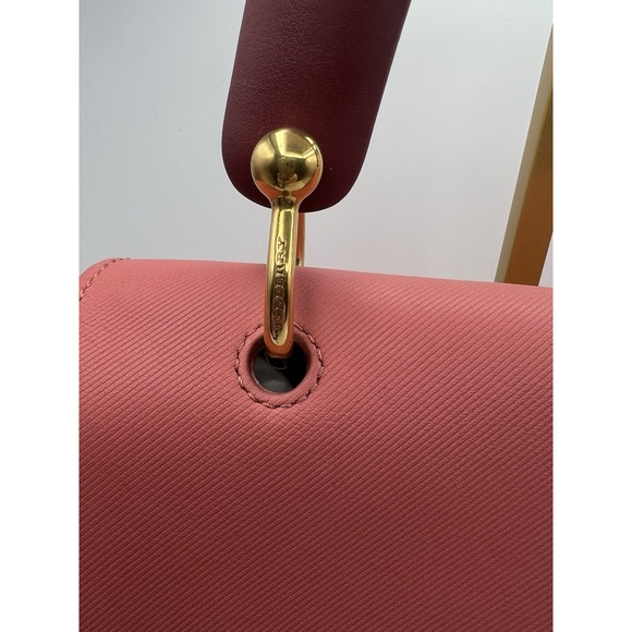 Burberry Bag Bi Color Pink Trench Calf Leather Top Handle Bag Career Authentic - Picture 3 of 16